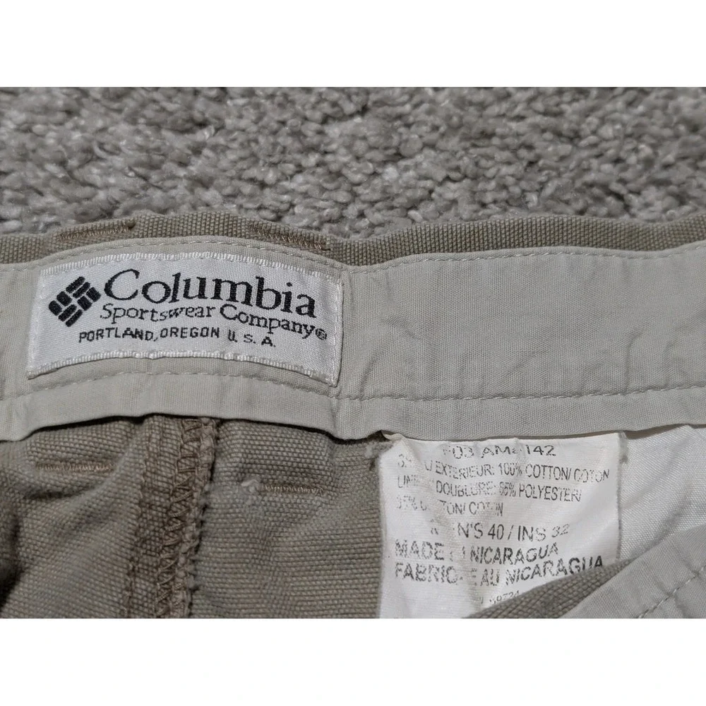 Columbia Pants Mens 40 Khaki Tan AM1142 Straight Leg Cotton Canvas Work Utility‎